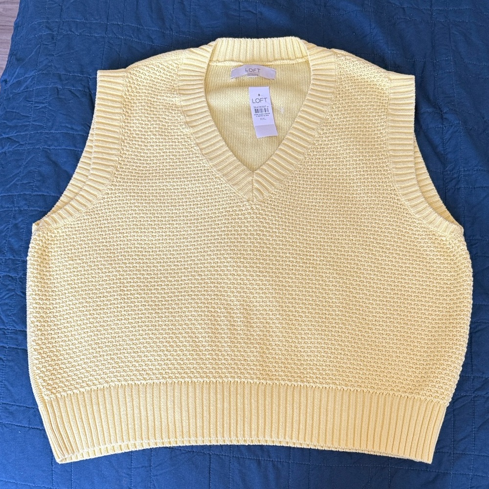 NWT LOFT V-Neck 100% Cotton Sweater Vest, women’s XXL